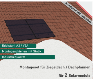 PV Montageset Ziegeldach für 2 Solarmodule