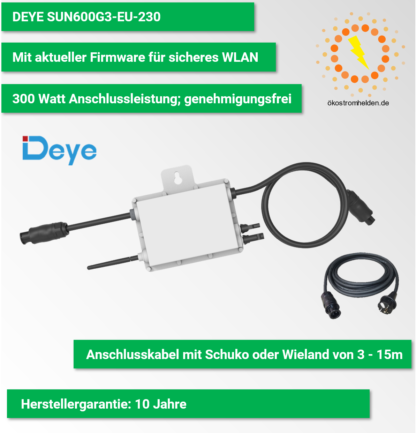 Wechselrichter DEYE SUN300G3-EU-230 mit 300W Anschlussleistung