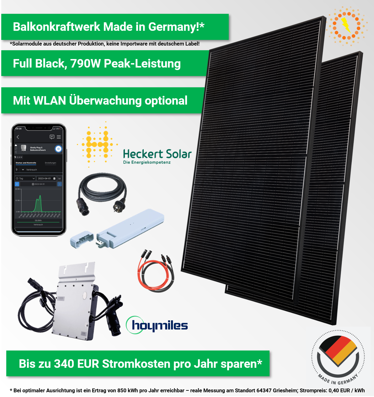 Balkonkraftwerk ökostromhelden Heldenpaket Made-in-Germany 800