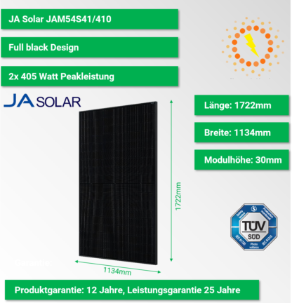JA Solar JAM54S31 Full Black 405 Wp Solarmodul
