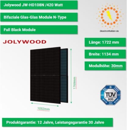 Jolywood JW-HD108N 420 Watt Peak Glas-Glas Modul