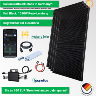 Balkonkraftwerk 1500 W Made-in-Germany all black Heckert Solar