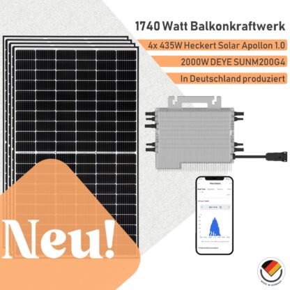 1740W Balkonkraftwerk in Deutschland produziert Heckert Solar Apollon 1.0