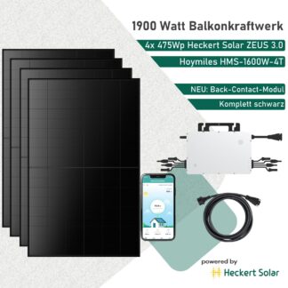1900Wp Heckert Solar Balkonkraftwerk Zeus 3.0 Back-Contact Bifazial Hoymiles HMS-1600