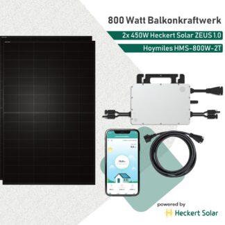 Heldenpaket Midi 800W Balkonkraftwerk mit Hoymiles HMS800W-2T und ZEUS 1.0 Modulen powered by Heckert Solar