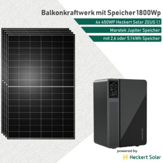 Balkonkraftwerk mit Speicher_1800WP_Heckert Solar_Marstek Jupiter C_E