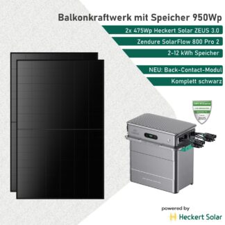 Heckert Solar Zeus 3.0 Balkonkraftwerk mit Speicher Zendure SolarFlow 800 Pro